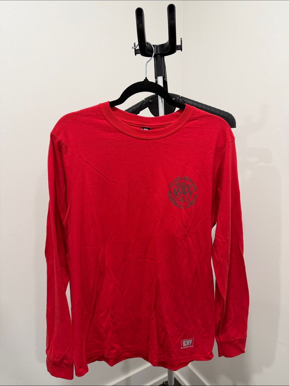 Ice Cold New York ICNY Red Long Sleeve Graphic Tee